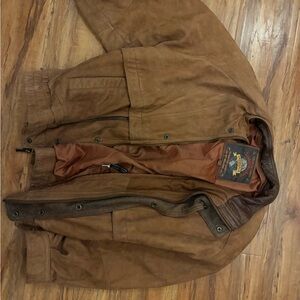 Wilson Brown Bomber Jacket with Leather Trim